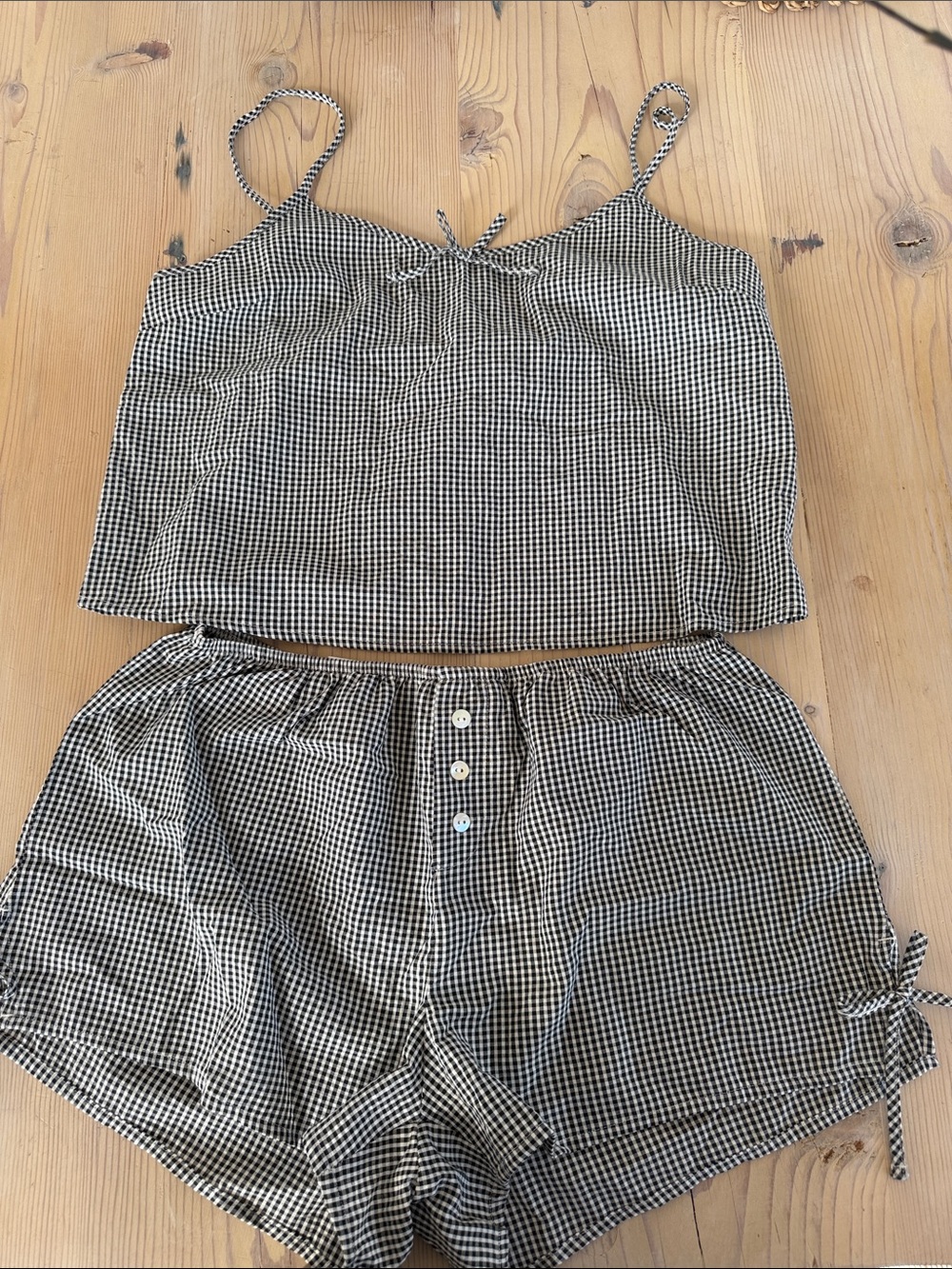 NWT American Eagle Outfitters Black and White Gingham Pajama Set